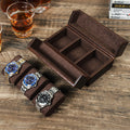 Premium Storage Case Luxury Double Open Leather Watch Organizer Box — Holds 3 Watches