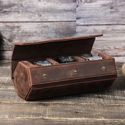 Luxury Genuine Leather Watch Roll Case – Premium Travel Storage for 3 Watches