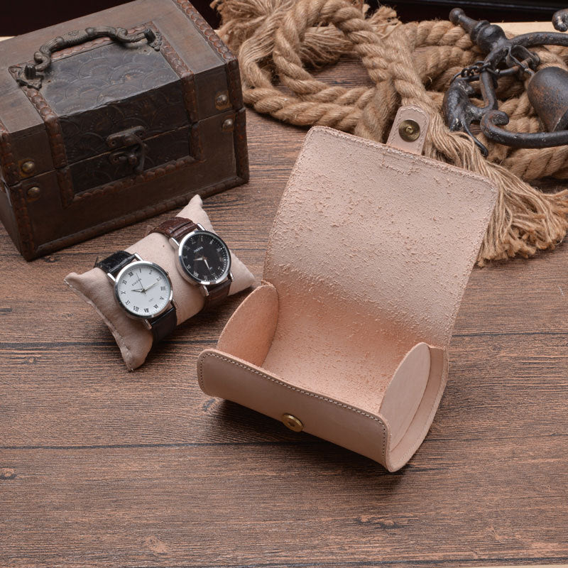 Premium Leather Watch Storage Box – High-End Compact Case for Watches Pink Color