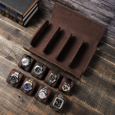 Luxury Genuine Leather Watch Case – 8 Slot Travel and Display Organizer