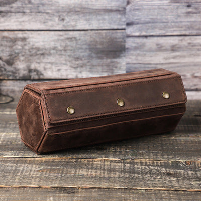 Luxury Genuine Leather Watch Roll Case – Premium Travel Storage for 3 Watches