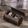 Premium Genuine Leather 2 Watch Roll Case – Luxury Travel & Display Storage
