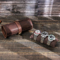 Personalized Watch Roll Black brown- Add name or initials Genuine leather watch box By Watchfable