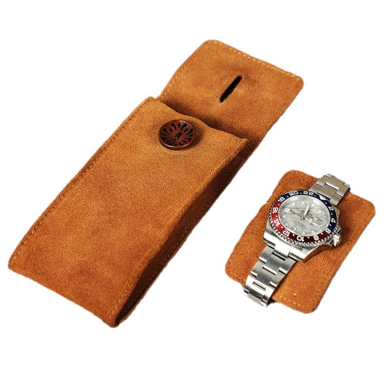 Premium Genuine Leather Single Watch Storage Pouch – Luxury Travel Case for Secure Protection