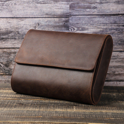 Luxury Genuine Leather Watch Roll Case — Holds 6 Watches for Travel & Storage Box