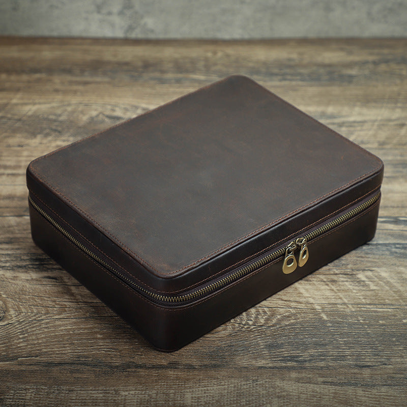 Premium Genuine Leather Watch Case – 10 Slot Luxury Storage Organizer