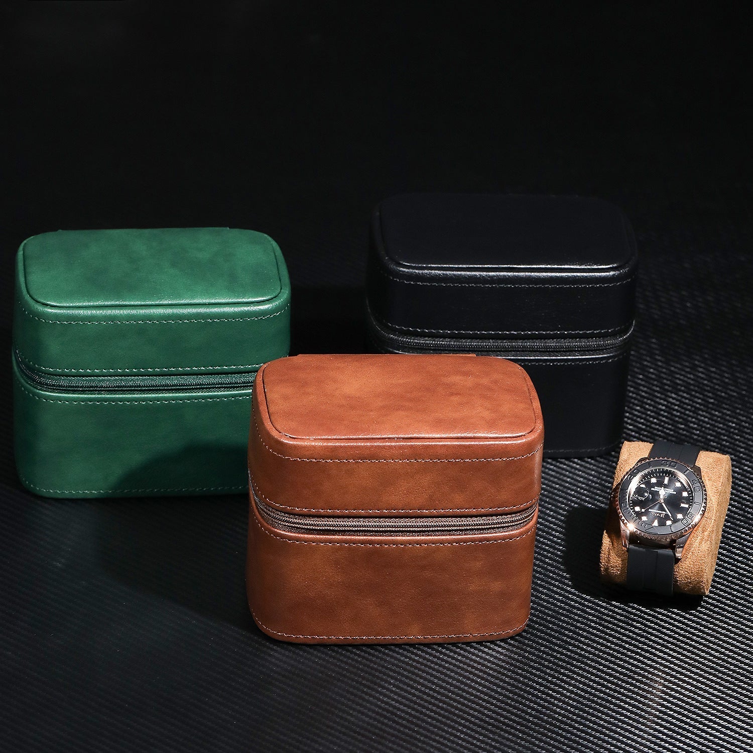 Luxury Genuine Leather Watch Case – Premium Travel Organizer for 2 Watches