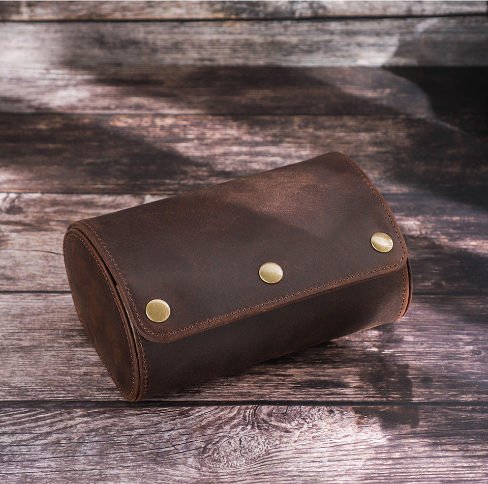 Premium Genuine Leather 2 Watch Roll Case – Luxury Travel & Display Storage