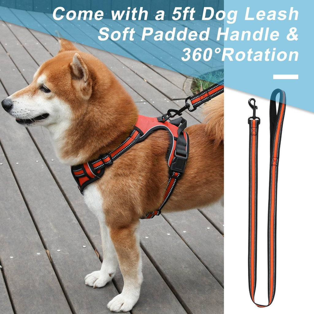 Reflective Step-In Dog Harness and Leash Set - Breathable Soft Mesh Pet Vest - No-Pull Adjustable Escape-Proof Harness for Small Medium Dogs & Cats